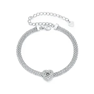PANDORA Style Heart Moissanite Braided Bracelet (with one certificate) - MSB019 (image for) PANDORA Style Heart Moissanite Braided Bracelet (with one certificate) - MSB019