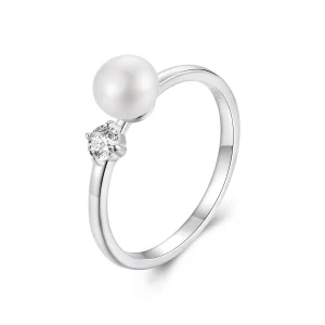 PANDORA Style Natural pearl moissanite ring (with one certificate) - MSR053 (image for) PANDORA Style Natural pearl moissanite ring (with one certificate) - MSR053