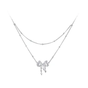 PANDORA Style Shining Bow Necklace Chain - BSN398 (image for) PANDORA Style Shining Bow Necklace Chain - BSN398