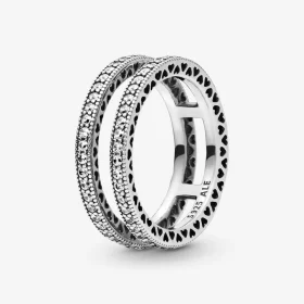 Pandora Double Sparkle and Hearts Ring - 196236CZ Pandora Double Sparkle and Hearts Ring - 196236CZ