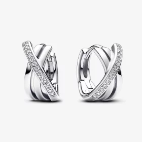 Pandora Crossover Pavé Hoop Earrings - 293150C01 Pandora Crossover Pavé Hoop Earrings - 293150C01