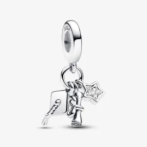 Pandora 2024 Graduation Triple Dangle Charm - 793240C01 (image for) Pandora 2024 Graduation Triple Dangle Charm - 793240C01