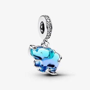 Pandora Blue Murano Glass Elephant Dangle Charm - 793339C01 (image for) Pandora Blue Murano Glass Elephant Dangle Charm - 793339C01