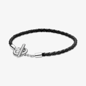 Pandora Braided Leather T-Bar Bracelet - 591675C01 (image for) Pandora Braided Leather T-Bar Bracelet - 591675C01