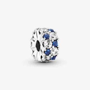 Pandora Clear & Blue Sparkling Clip Charm - 799171C01 (image for) Pandora Clear & Blue Sparkling Clip Charm - 799171C01
