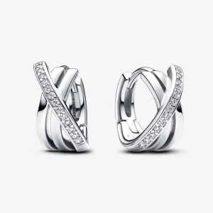 Pandora Crossover Pavé Hoop Earrings - 293150C01 (image for) Pandora Crossover Pavé Hoop Earrings - 293150C01