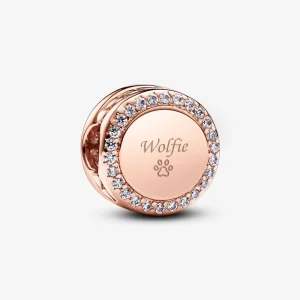 Pandora Engravable Sparkling Button Charm - 788747C01 (image for) Pandora Engravable Sparkling Button Charm - 788747C01