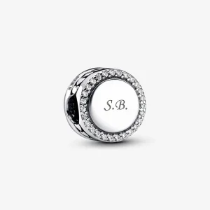 Pandora Engravable Sparkling Button Charm - 798747C01 (image for) Pandora Engravable Sparkling Button Charm - 798747C01