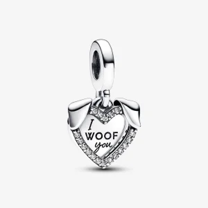 Pandora Heart & Dog Double Dangle Charm - 792647C01 (image for) Pandora Heart & Dog Double Dangle Charm - 792647C01