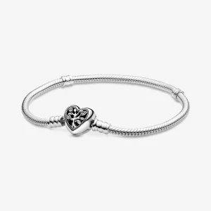 Pandora Moments Family Tree Heart Clasp Snake Chain Bracelet - 598827C01 (image for) Pandora Moments Family Tree Heart Clasp Snake Chain Bracelet - 598827C01