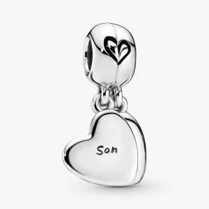 Pandora Mother & Son Heart Split Dangle Charm - 797777EN16 (image for) Pandora Mother & Son Heart Split Dangle Charm - 797777EN16