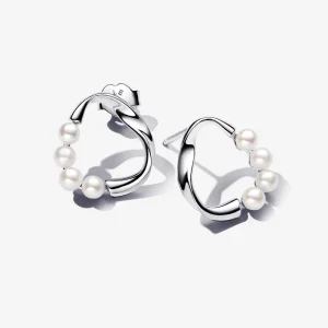 Pandora Organically Shaped Circle & Treated Freshwater Cultured Pearls Stud Earrings - 263276C01 (image for) Pandora Organically Shaped Circle & Treated Freshwater Cultured Pearls Stud Earrings - 263276C01