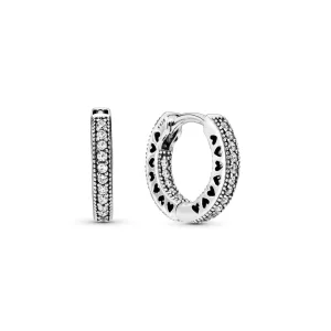 Pandora Pavé Heart Hoop Earrings - 296317CZ (image for) Pandora Pavé Heart Hoop Earrings - 296317CZ