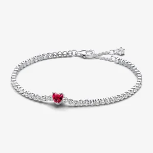 Pandora Red Sparkling Heart Tennis Bracelet - 590041C02 (image for) Pandora Red Sparkling Heart Tennis Bracelet - 590041C02