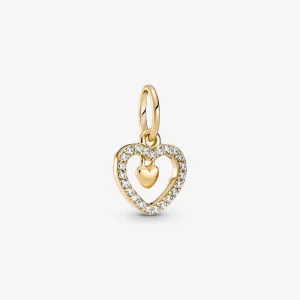 Pandora Sparkling Double Heart Dangle Charm - 759142C01 (image for) Pandora Sparkling Double Heart Dangle Charm - 759142C01