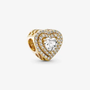 Pandora Sparkling Leveled Hearts Charm - 759517C01 (image for) Pandora Sparkling Leveled Hearts Charm - 759517C01