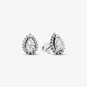 Pandora Sparkling Pear Halo Stud Earrings - 292834C01 (image for) Pandora Sparkling Pear Halo Stud Earrings - 292834C01