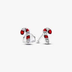 Pandora Sparkling Red Candy Cane Stud Earrings - 292996C01 (image for) Pandora Sparkling Red Candy Cane Stud Earrings - 292996C01