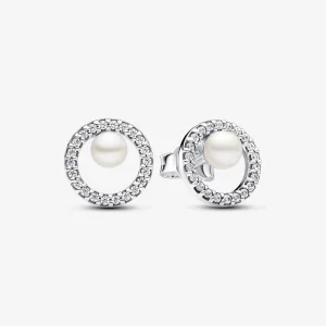 Pandora Treated Freshwater Cultured Pearl & Pavé Halo Stud Earrings - 293154C01 (image for) Pandora Treated Freshwater Cultured Pearl & Pavé Halo Stud Earrings - 293154C01