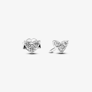 Pandora Triple Stone Heart Stud Earrings - 293003C01 (image for) Pandora Triple Stone Heart Stud Earrings - 293003C01