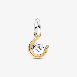 Pandora Two-tone Spinning Disc Horseshoe Dangle Charm - 762713C01 (image for) Pandora Two-tone Spinning Disc Horseshoe Dangle Charm - 762713C01