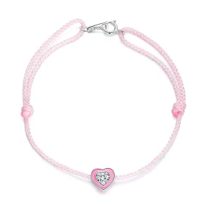 Pandora Style Pink Heart Anklet - SCT022 (image for) Pandora Style Pink Heart Anklet - SCT022