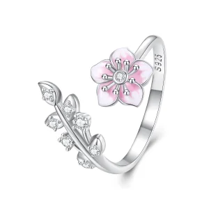 Pandora Style Cherry Blossoms Open Ring - BSR438 (image for) Pandora Style Cherry Blossoms Open Ring - BSR438