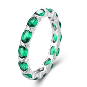 Pandora Style Full Pave Green Spinel Ring - BSR432 (image for) Pandora Style Full Pave Green Spinel Ring - BSR432