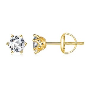 Pandora Style Gold Plated 0.5 Carat Six-Claw Moissanite Stud Earrings - MSE004-BS (image for) Pandora Style Gold Plated 0.5 Carat Six-Claw Moissanite Stud Earrings - MSE004-BS