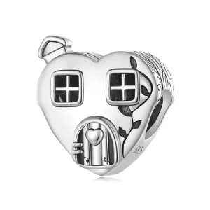 Pandora Style Heart Shaped House Charm - BSC871 (image for) Pandora Style Heart Shaped House Charm - BSC871