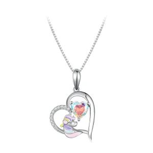 Pandora Style Necklace with Delicate Unicorn Heart - BSN328 (image for) Pandora Style Necklace with Delicate Unicorn Heart - BSN328
