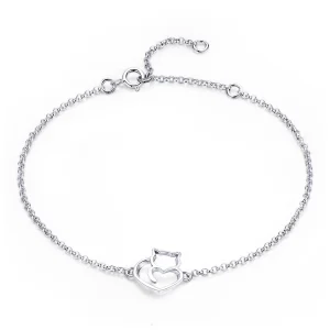 Pandora Style Rose Gold & Silver Cute Cat Chain Slider Bracelet - SCB102-C (image for) Pandora Style Rose Gold & Silver Cute Cat Chain Slider Bracelet - SCB102-C