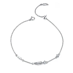 Pandora Style Silver Feather Chain Slider Bracelet - SCB133 (image for) Pandora Style Silver Feather Chain Slider Bracelet - SCB133