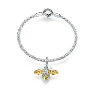 Pandora Style Silver & Gold-Plated Hardworking and lovely bee Mesh Bracelet - SCB830 (image for) Pandora Style Silver & Gold-Plated Hardworking and lovely bee Mesh Bracelet - SCB830