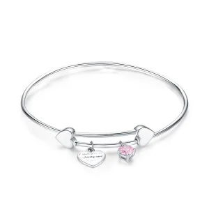 Pandora Style Silver Love Promise Charm Entwined Slider Bangle - SCB124 (image for) Pandora Style Silver Love Promise Charm Entwined Slider Bangle - SCB124