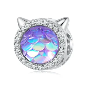 Pandora Style Cat Head Fish Scale Charm - BSC703 (image for) Pandora Style Cat Head Fish Scale Charm - BSC703