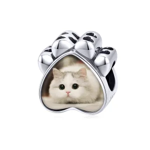 Pandora Style Cat Paw Personalized Photo Charm - SCC1436 (image for) Pandora Style Cat Paw Personalized Photo Charm - SCC1436