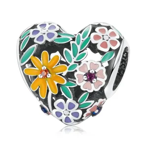Pandora Style Flower Heart Charm - BSC590 (image for) Pandora Style Flower Heart Charm - BSC590