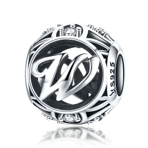 Pandora Style Letter-W Charm - SCC738-W (image for) Pandora Style Letter-W Charm - SCC738-W