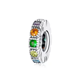 Pandora Style Rainbow Stone Spacer Charm - BSC473 Pandora Style Rainbow Stone Spacer Charm - BSC473