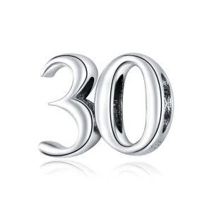 Pandora Style Silver 30Th Birthday Charm - SCC1622 (image for) Pandora Style Silver 30Th Birthday Charm - SCC1622