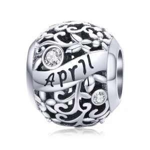 Pandora Style Silver April Birthstone Charm - SCC1385-4 (image for) Pandora Style Silver April Birthstone Charm - SCC1385-4