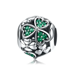 Pandora Style Silver Green Clover Charm - SCC964 (image for) Pandora Style Silver Green Clover Charm - SCC964