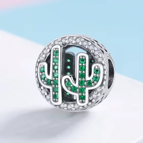 Pandora Style Silver Green Vibrant Cactus Charm - SCC918 Pandora Style Silver Green Vibrant Cactus Charm - SCC918