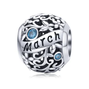 Pandora Style Silver March Birthstone Charm - SCC1385-3 (image for) Pandora Style Silver March Birthstone Charm - SCC1385-3