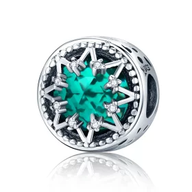 Pandora Style Silver Romantic Emerald Snowflakes Charm - SCC308 Pandora Style Silver Romantic Emerald Snowflakes Charm - SCC308