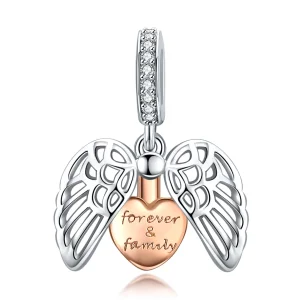 Pandora Style Silver & Rose Gold Forever & Family Dangle - SCC1299 (image for) Pandora Style Silver & Rose Gold Forever & Family Dangle - SCC1299
