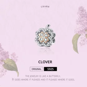 Pandora Style Silver & Rose Gold Four-Leaf Clover Charm - SCC1247 Pandora Style Silver & Rose Gold Four-Leaf Clover Charm - SCC1247