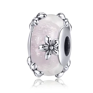 Pandora Style Silver Sakura Murano Glass Charm - SCC1302 (image for) Pandora Style Silver Sakura Murano Glass Charm - SCC1302