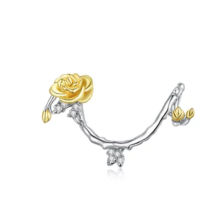 Pandora Style Two Tone Bicolor Rose Vines Charm - BSC322 Pandora Style Two Tone Bicolor Rose Vines Charm - BSC322